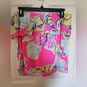 Lilly Pulitzer Pink Multicolor Off-Shoulder Tank Top